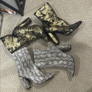 Cape Robbin Gold and Gray set of Heeled Boots